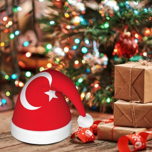 Turkey Flag Print Christmas Hat with LED Lights 1