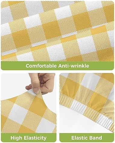 Yellow Buffalo Check Bar Stool Covers Set of 2 1