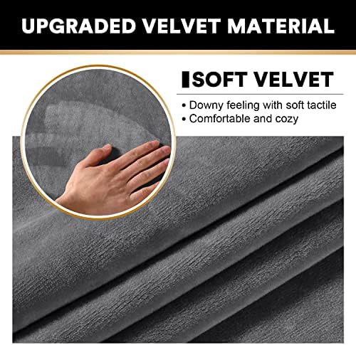 PrinceDeco Velvet Sectional Couch Covers 4 Piece Set Grey