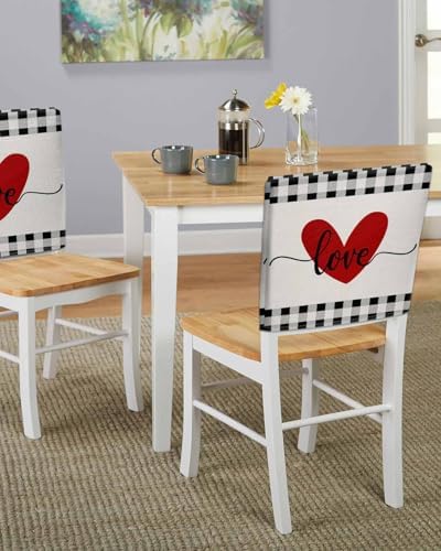 Valentines Day Chair Covers 4 Pack Red Heart Love Decor