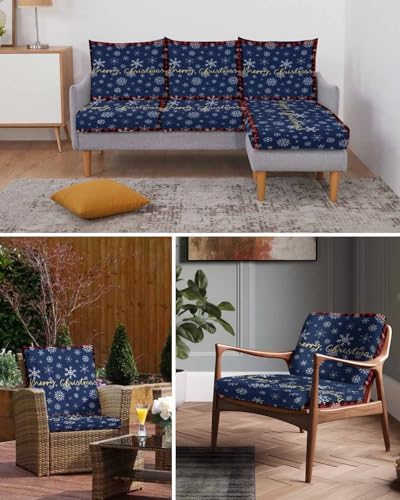 Navy Blue Snowflake Christmas Sofa Cushion Covers