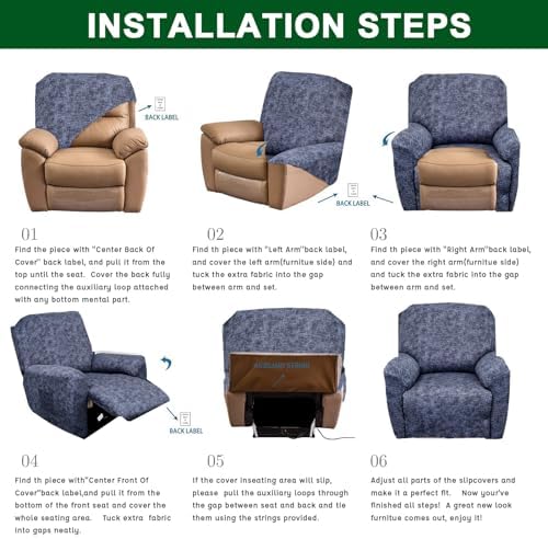 CRFATOP Stretch Recliner Cover 4-Piece for 1 Seat Recliner Chair
