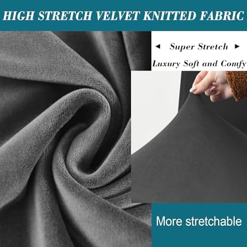 HFCNMY 2 Piece Stretch Velvet Wingback Chair Covers Dark Gray