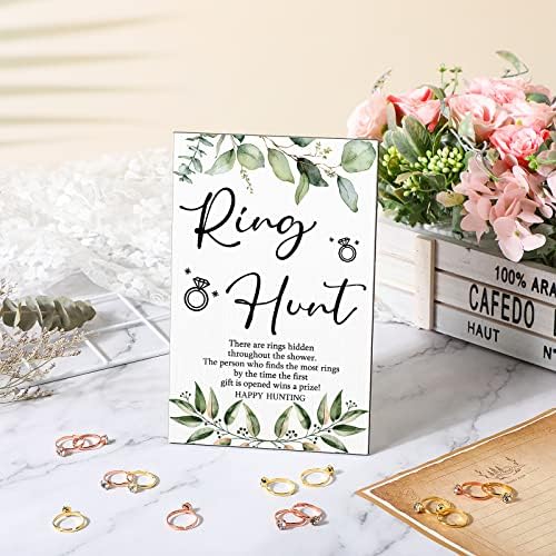 Bucherry Bridal Shower Game Sign with Rings and Party Favors