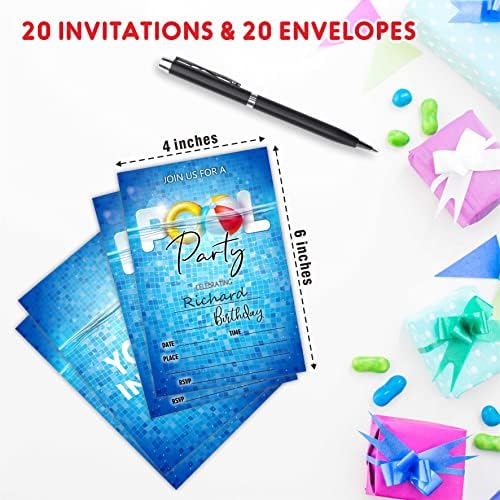 AWSICE Double-Sided Birthday Party Invites 20 Cards With Envelopes