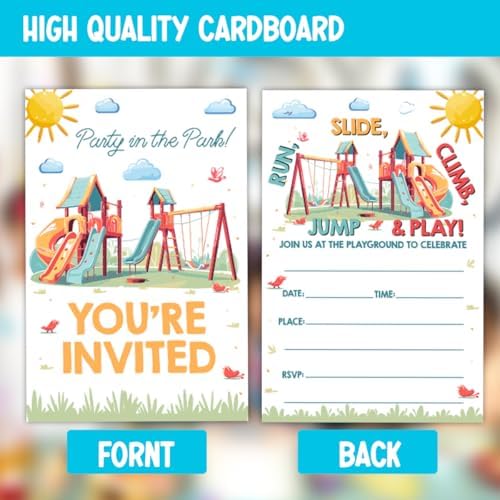 Park Theme Birthday Invitations with Envelopes