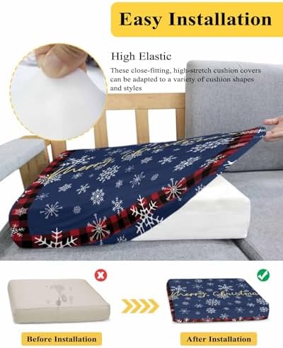 Navy Blue Snowflake Christmas Sofa Cushion Covers