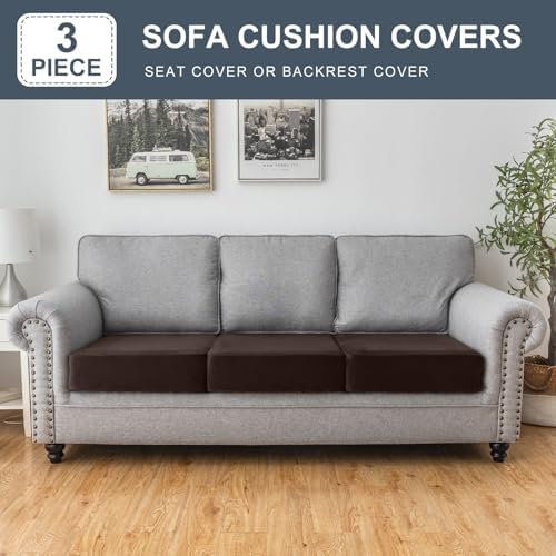 Taque 3-Piece Stretch Velvet Sofa Cushion Cover Set