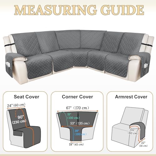 Waterproof Velvet Recliner Sectional Couch Cover - Dark Gray