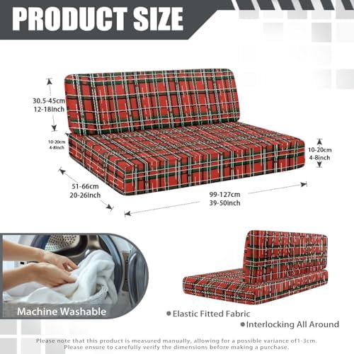Red Plaid Stripe RV Sofa Cushion Covers