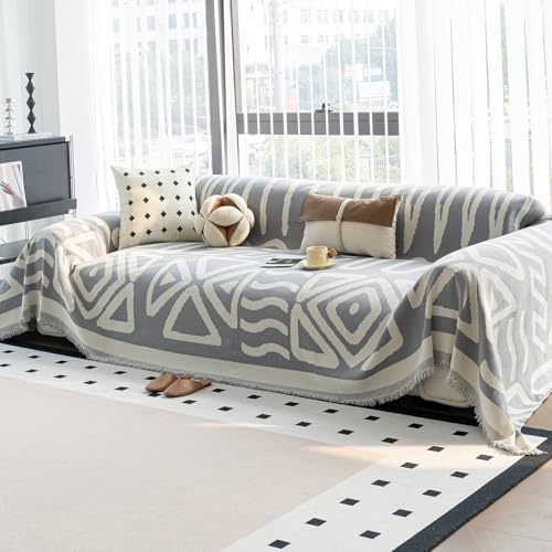 Boho Chenille Sofa Cover 71x118 Gray