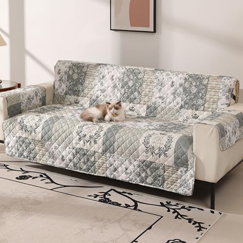 Skidproof Sofa Cover - Grey Bird Pattern for Pet and Kids Protection