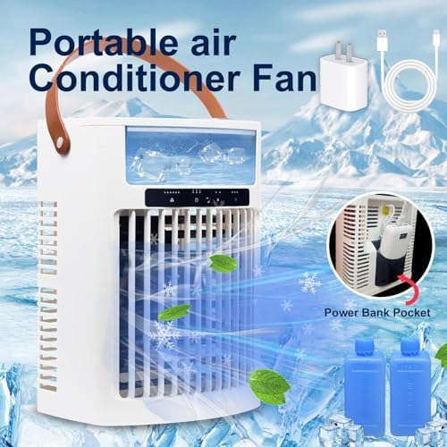 USB Portable Air Cooler with 5 Speeds and 7 LED Lights