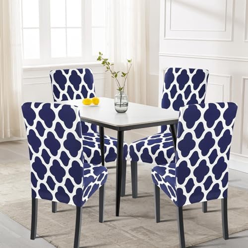 SearchI Dining Chair Covers Set of 6 Navy Blue 1