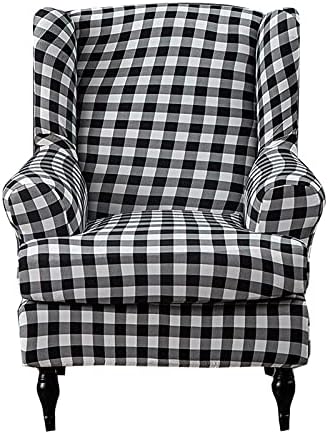 2 Piece Stretch Wingback Chair Covers with Elastic Bottom