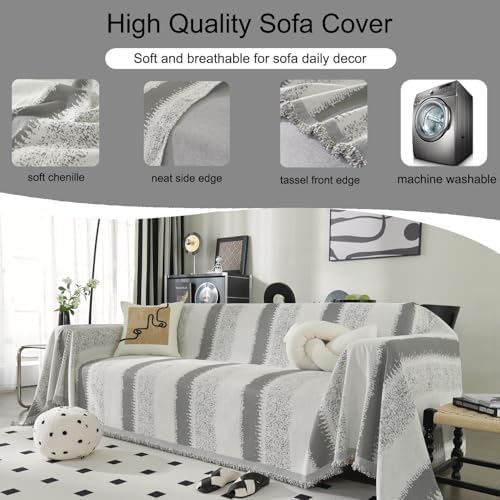 Booque Valley Oversized Striped Chenille Sofa Slipcover 1