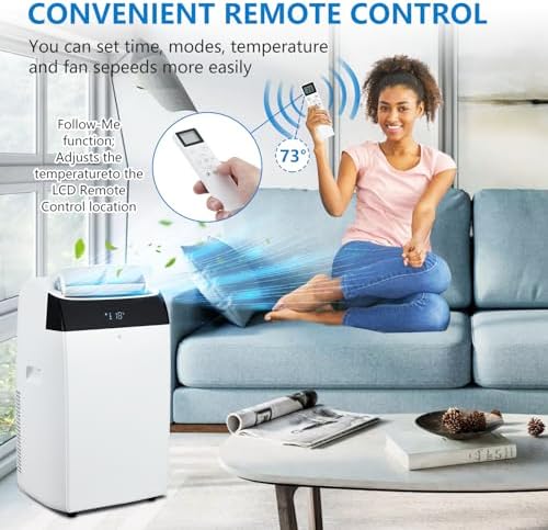 KOKEBREN 14000 BTU Portable Air Conditioner with Remote Control and 24H Timer