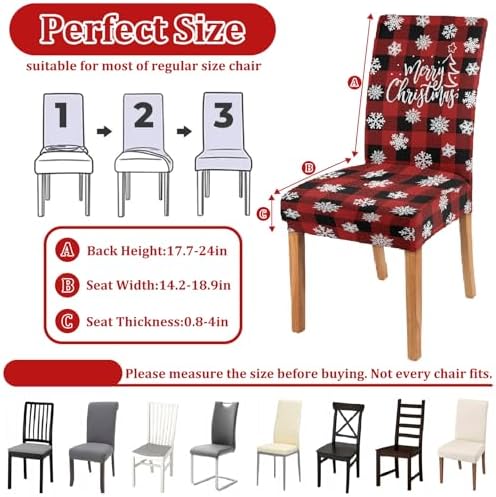 Luxury Red Buffalo Plaid Dining Chair Covers Set of 6 for Christmas