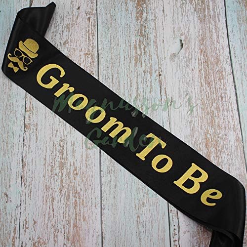 Magnussons Garden Groom Sash - Black and Gold Satin