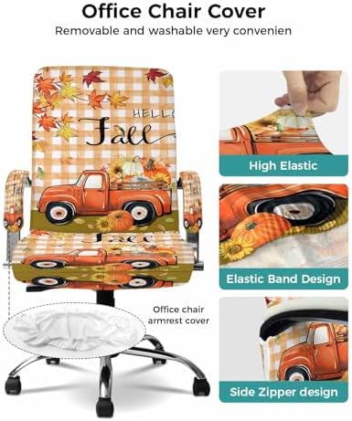 Kewadony Office Chair Cover with Armrest Covers Large Size Stretchable