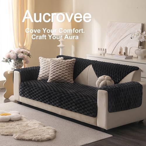 Soft Plush Faux Fur Couch Cover 36x70 Black