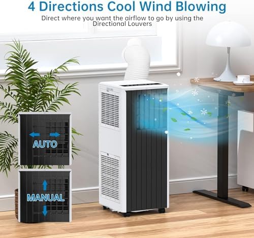 GarveeTech 8000 BTU Portable AC with Dehumidifier and Fan Black