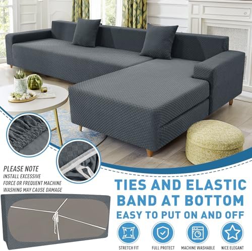ZNSAYOTX Plaid Sectional Couch Covers for L-Shape Sofa