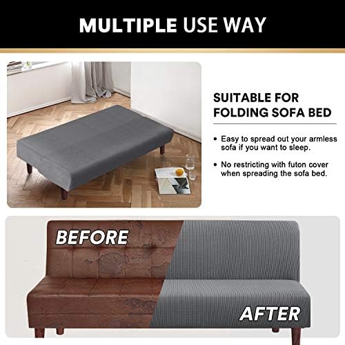 PrinceDeco Stretch Armless Futon Cover Gray