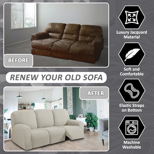 ULTICOR 8-Piece Recliner Sofa Covers Ivory