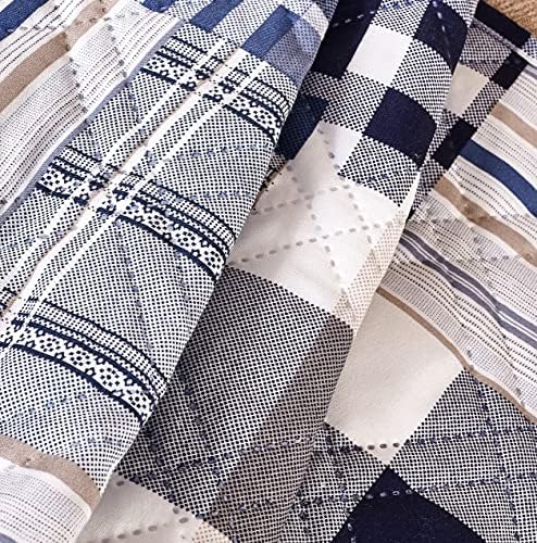 Brilliant Sunshine Recliner Slip Cover with Patchwork Design Blue and White