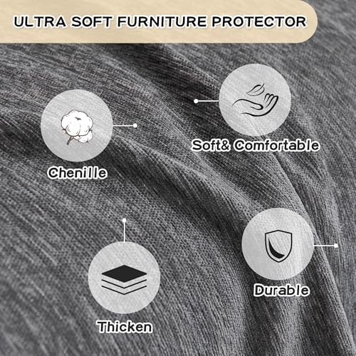 MYSKY HOME 2 Piece Sofa Cover for Sectional Dark Grey