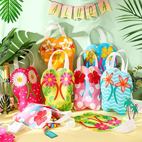 Silkfly 24 Pcs Flip Flop Tote Bags for Summer Beach Parties