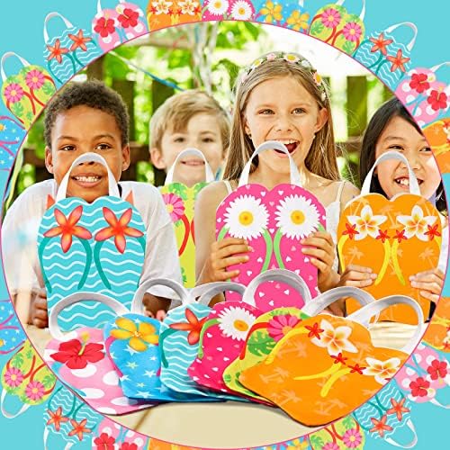 Silkfly 24 Pcs Flip Flop Tote Bags for Summer Beach Parties