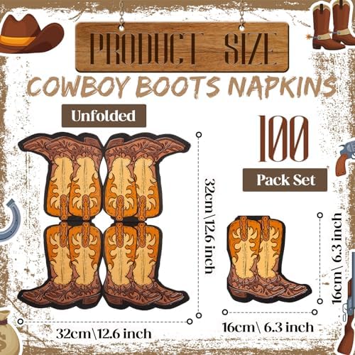 Henoyso 100 Pcs Cowboy Boot Napkins Party Decorations