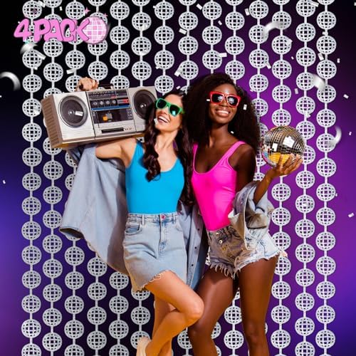 Menstarsi Disco Ball Photo Booth Props 4 Pack