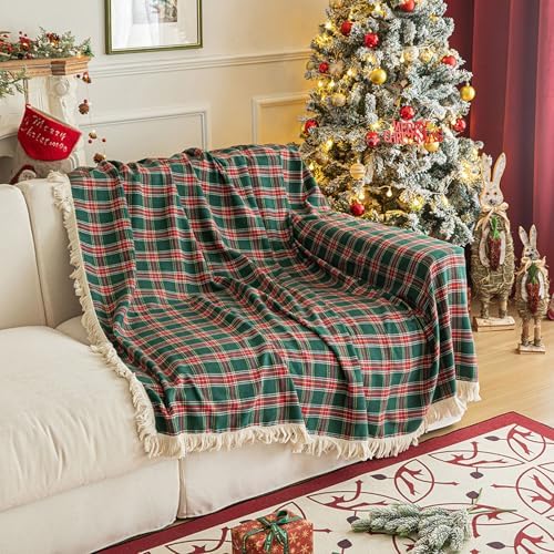 Vctops Green Buffalo Plaid Sofa Cover for Sectional Farmhouse