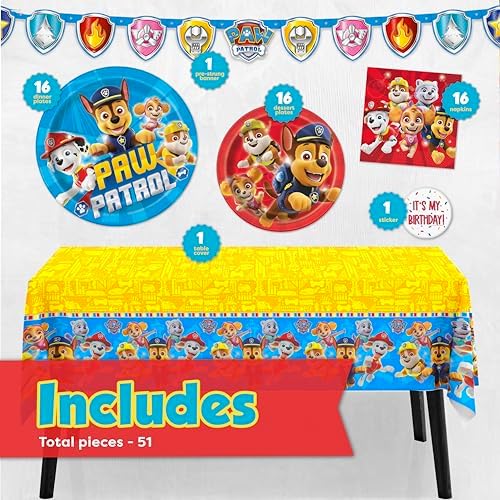 Paw Patrol Birthday Decorations Set for 16 Guests
