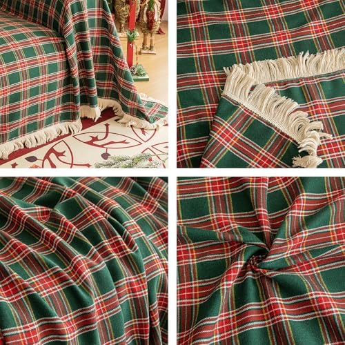Vctops Green Buffalo Plaid Sofa Cover for Sectional Farmhouse