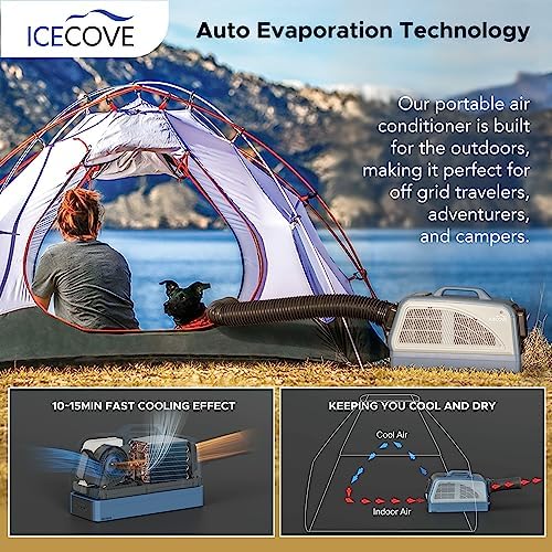 IceCove Portable AC with Solar Panel and Battery 2500BTU