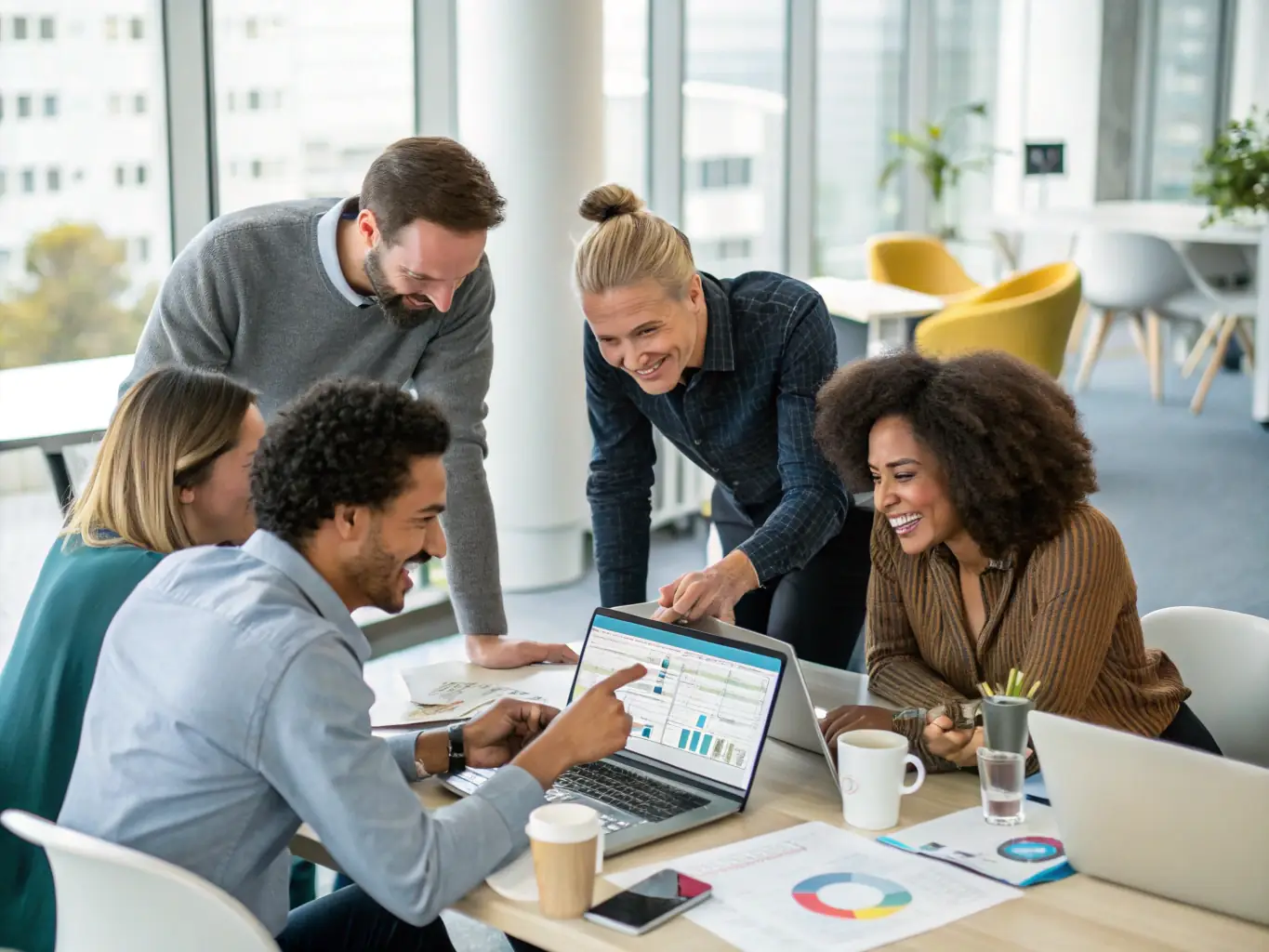 An image showing a business team implementing digital tools and technologies in their workflow, representing FIBERFURYTECH LTD's Digital Transformation Services.